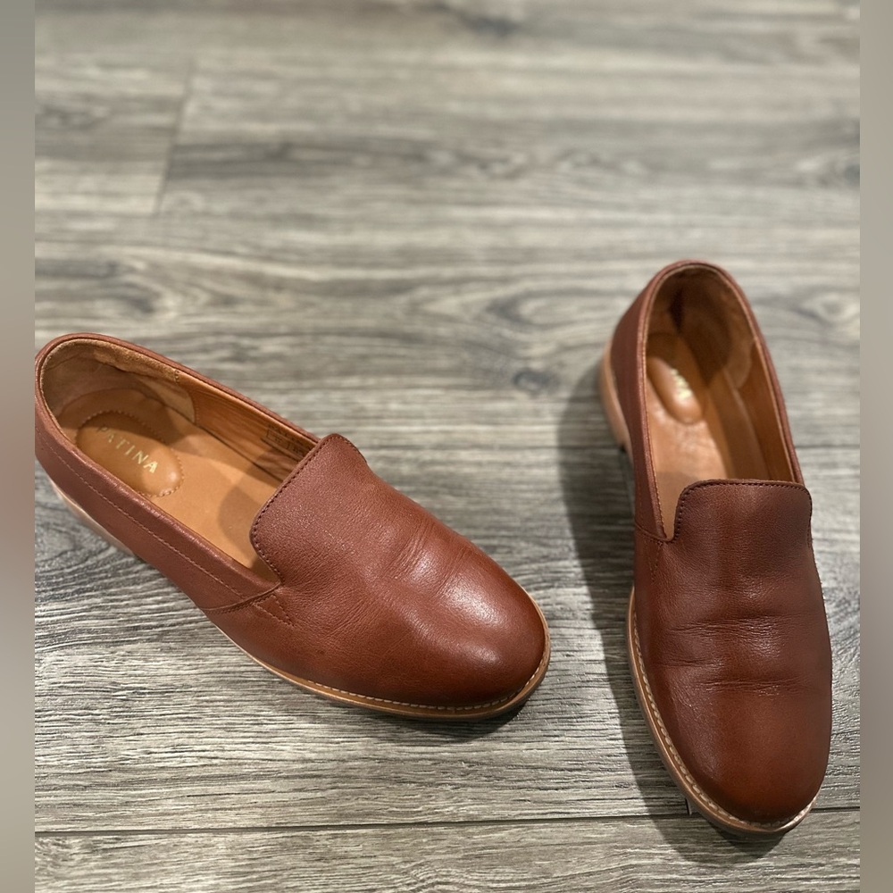 Patina Brown Leather Loafers